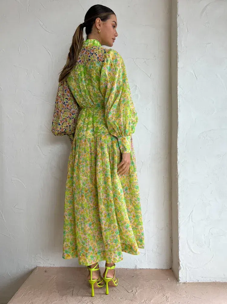 Alemais Daisy Patchwork Shirtdress In Multi Size AU 8 - Image 5