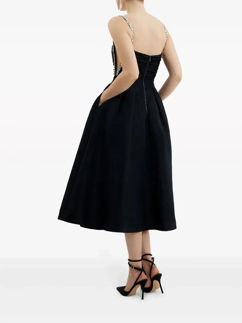 Rebecca Vallance Danielle Crystal-Embellished Midi Dress Black Size 8 - Image 3