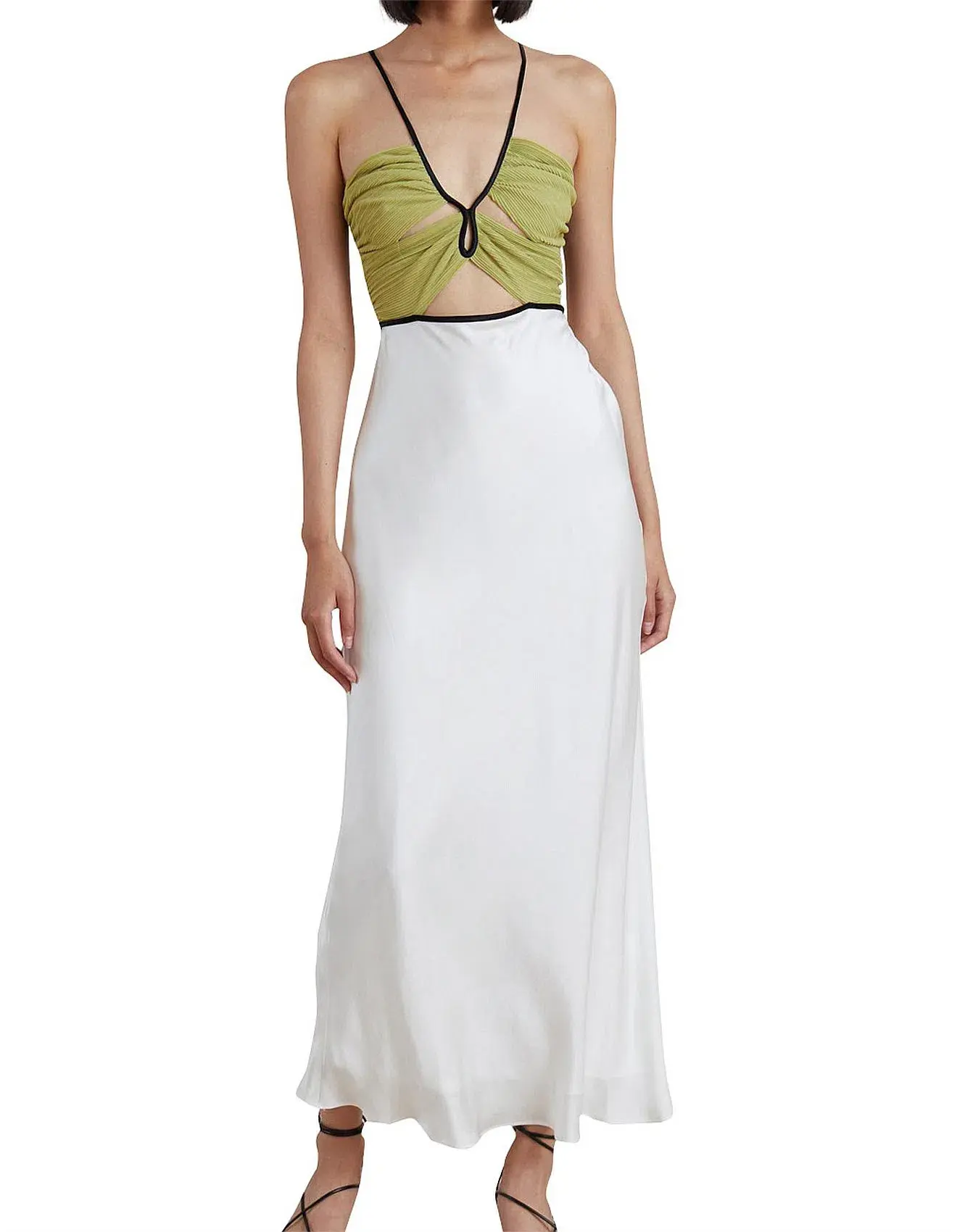 Bec & Bridge Carmen Pleated Bodice With Cut Out Detail Maxi Dress Multi Size 10 - Image 3