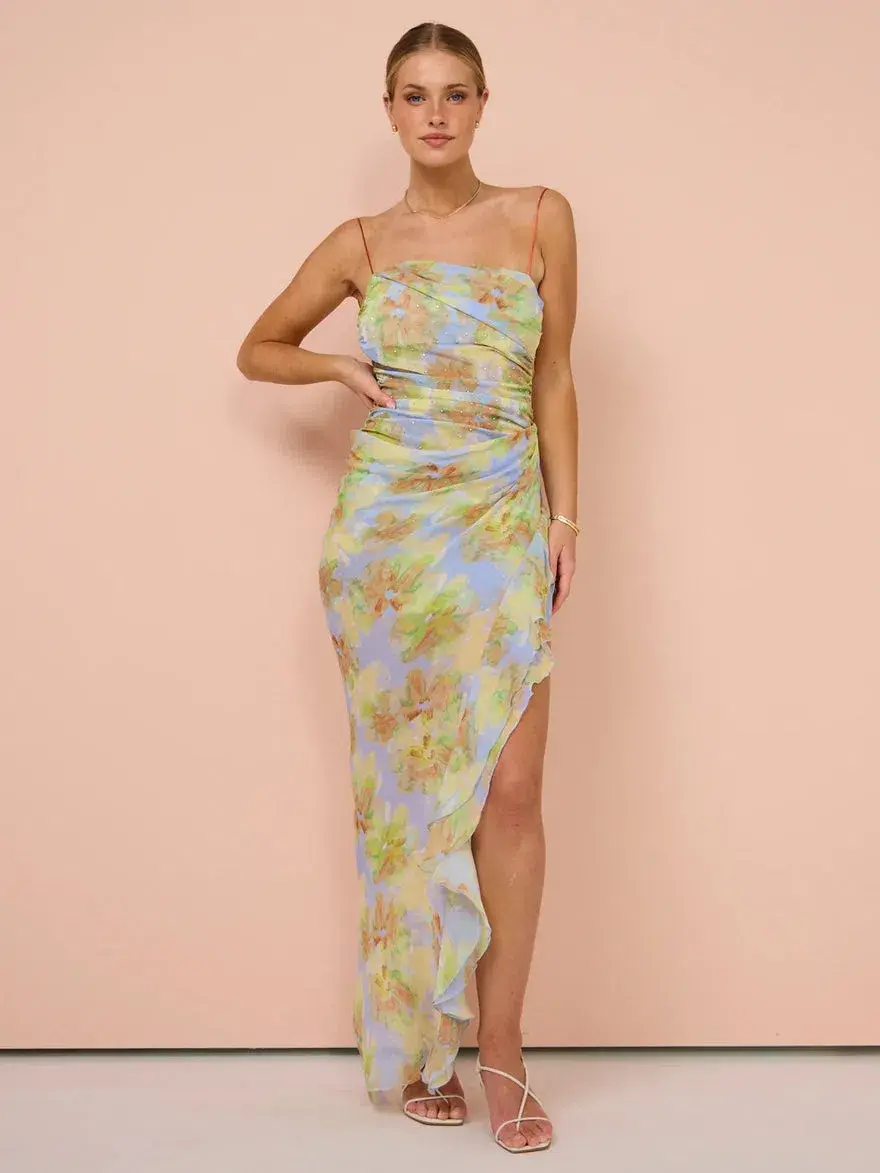 Bec and Bridge Zephy Asym Dress in Blue Blossom Size 8 - Image 2