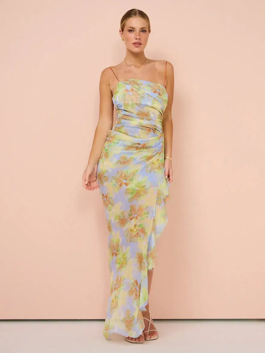 Bec and Bridge Zephy Asym Dress in Blue Blossom Size 8 - Image 3