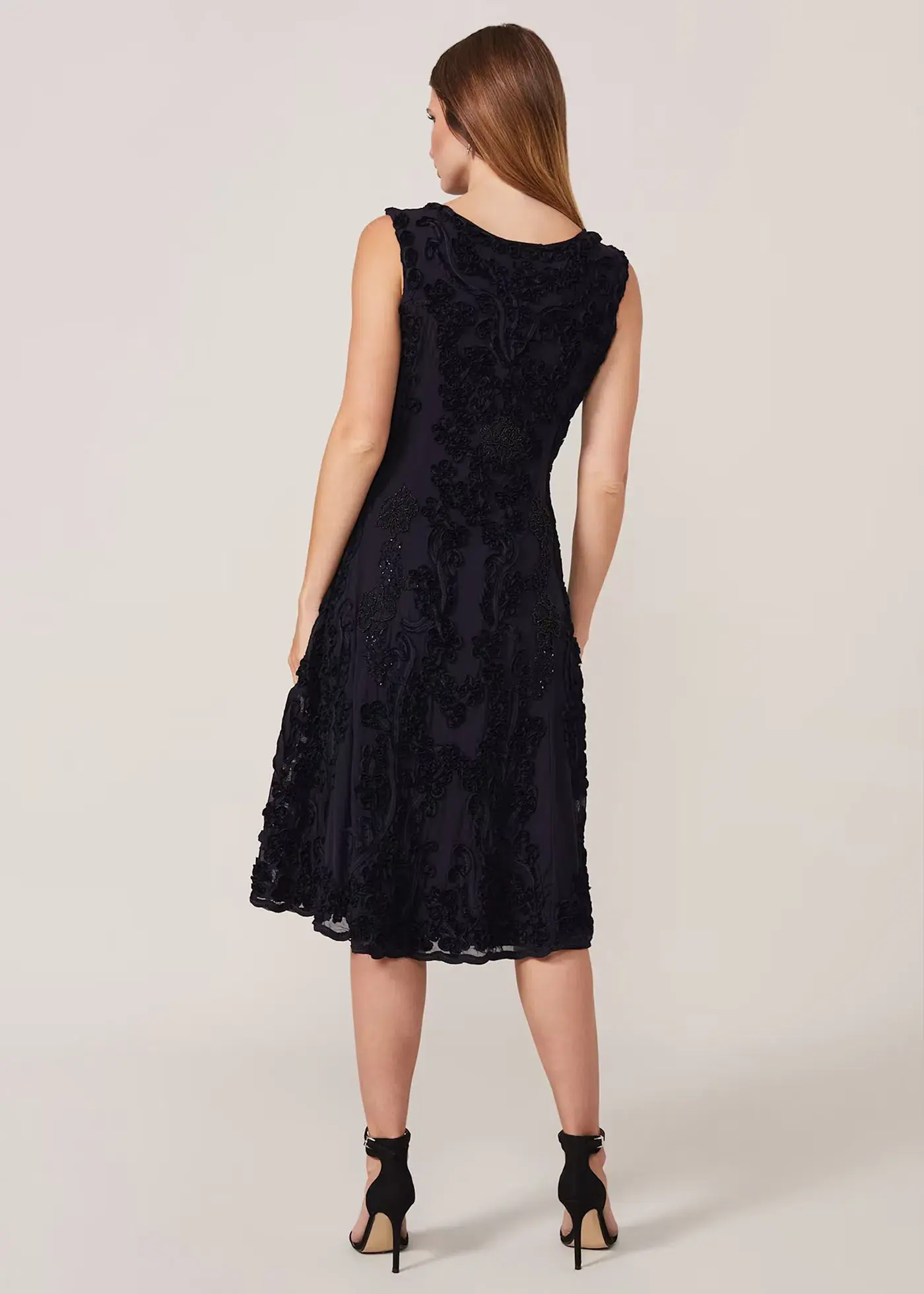 Phase Eight Penelope Tapework Lace Flared Dress Black Size 14 - Image 4