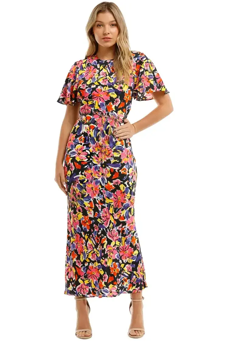 Rebecca Vallance Soho SS Midi Dress Floral Size 12 - Image 1