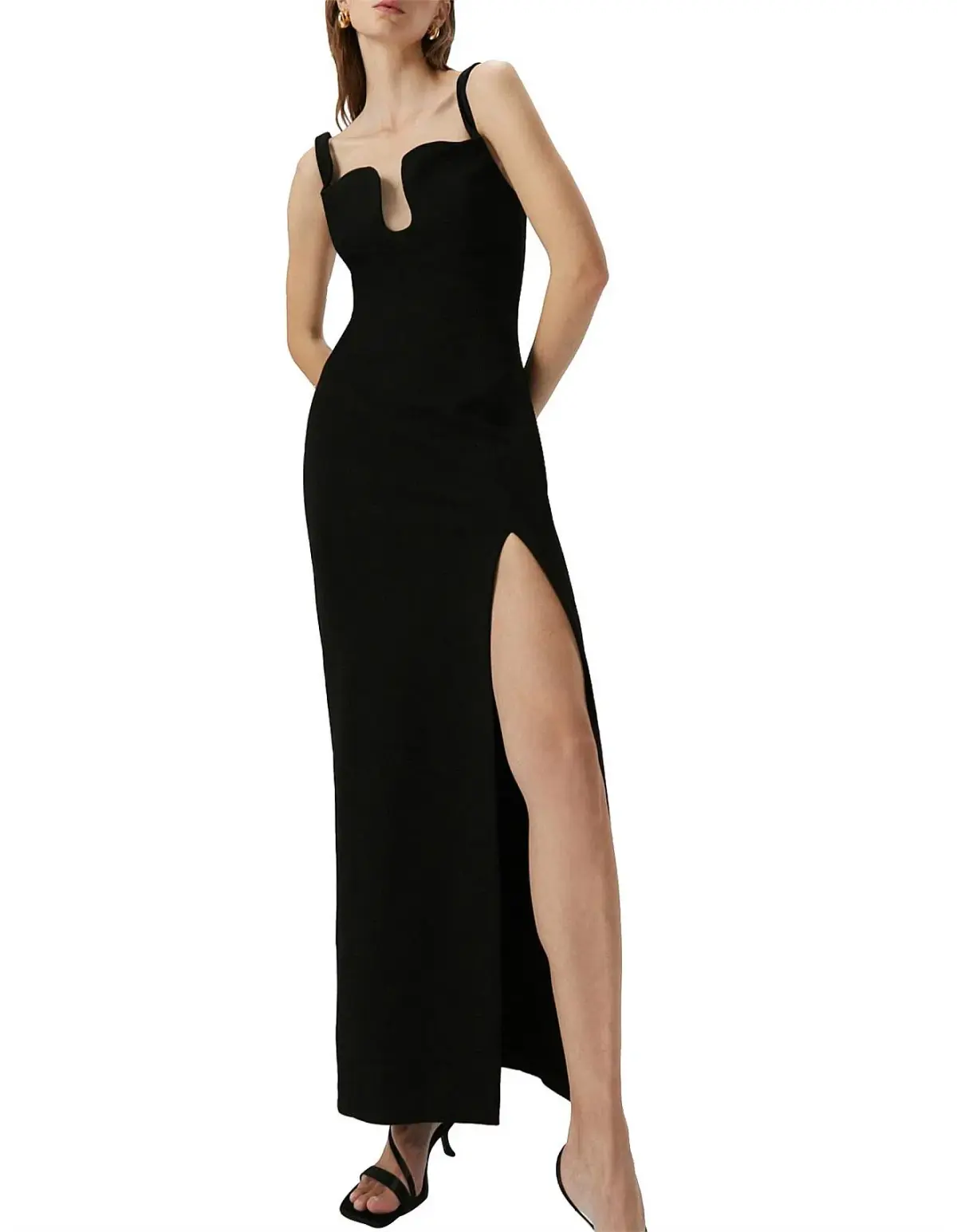Misha Franka Wave Neckline Maxi Dress Black Size 12/M - Image 2