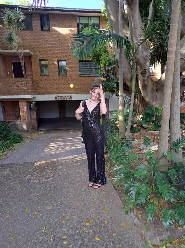 Winona Amara Jumpsuit Black Sequin Size 8 - Image 6