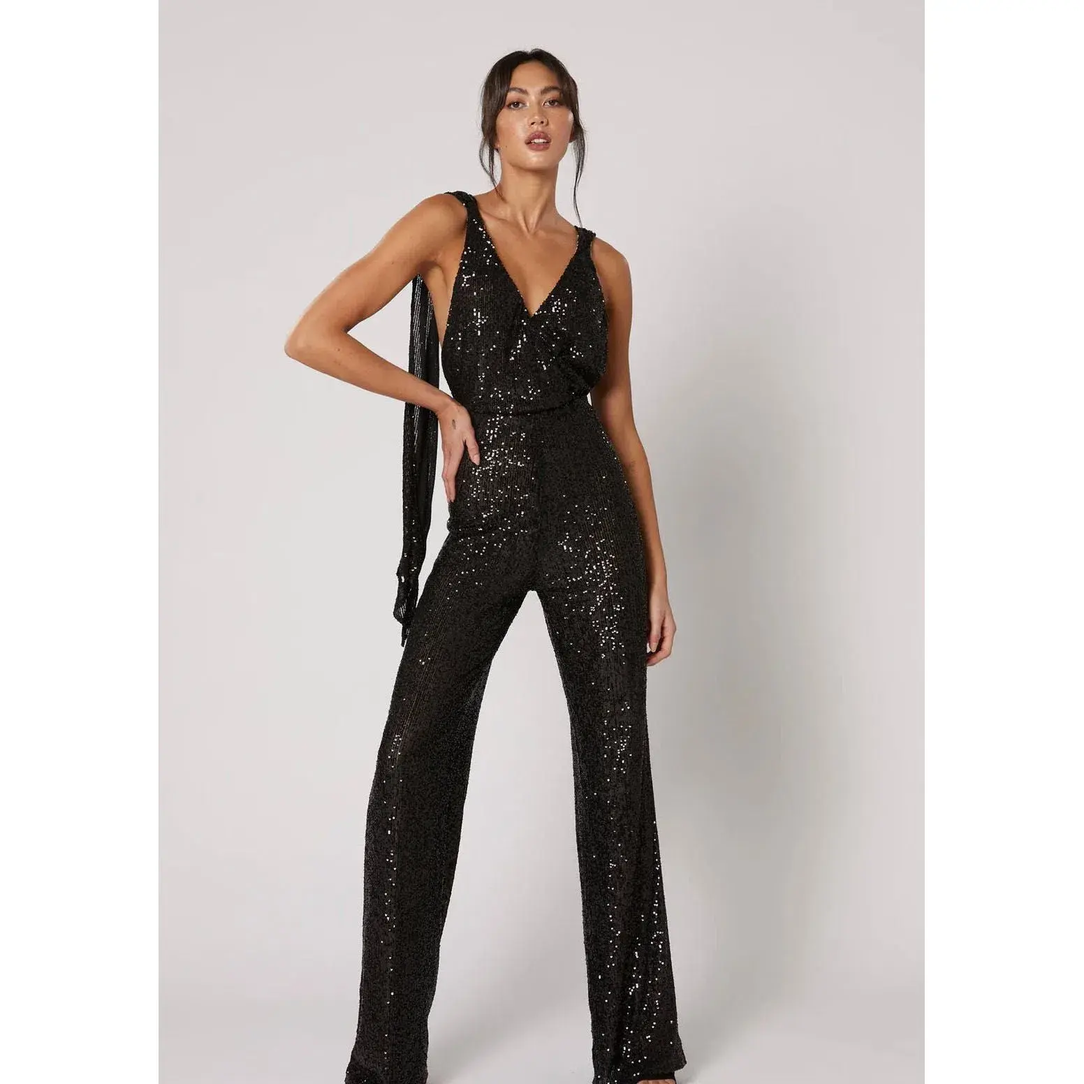 Winona Amara Jumpsuit Black Sequin Size 8 - Image 1