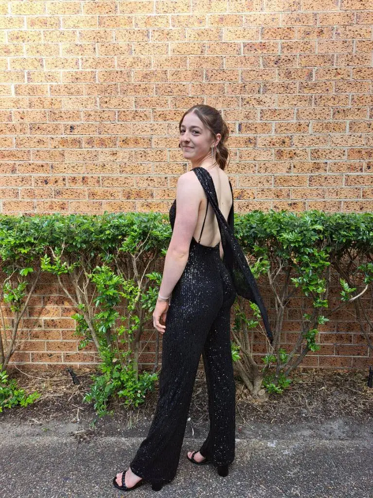 Winona Amara Jumpsuit Black Sequin Size 8 - Image 5