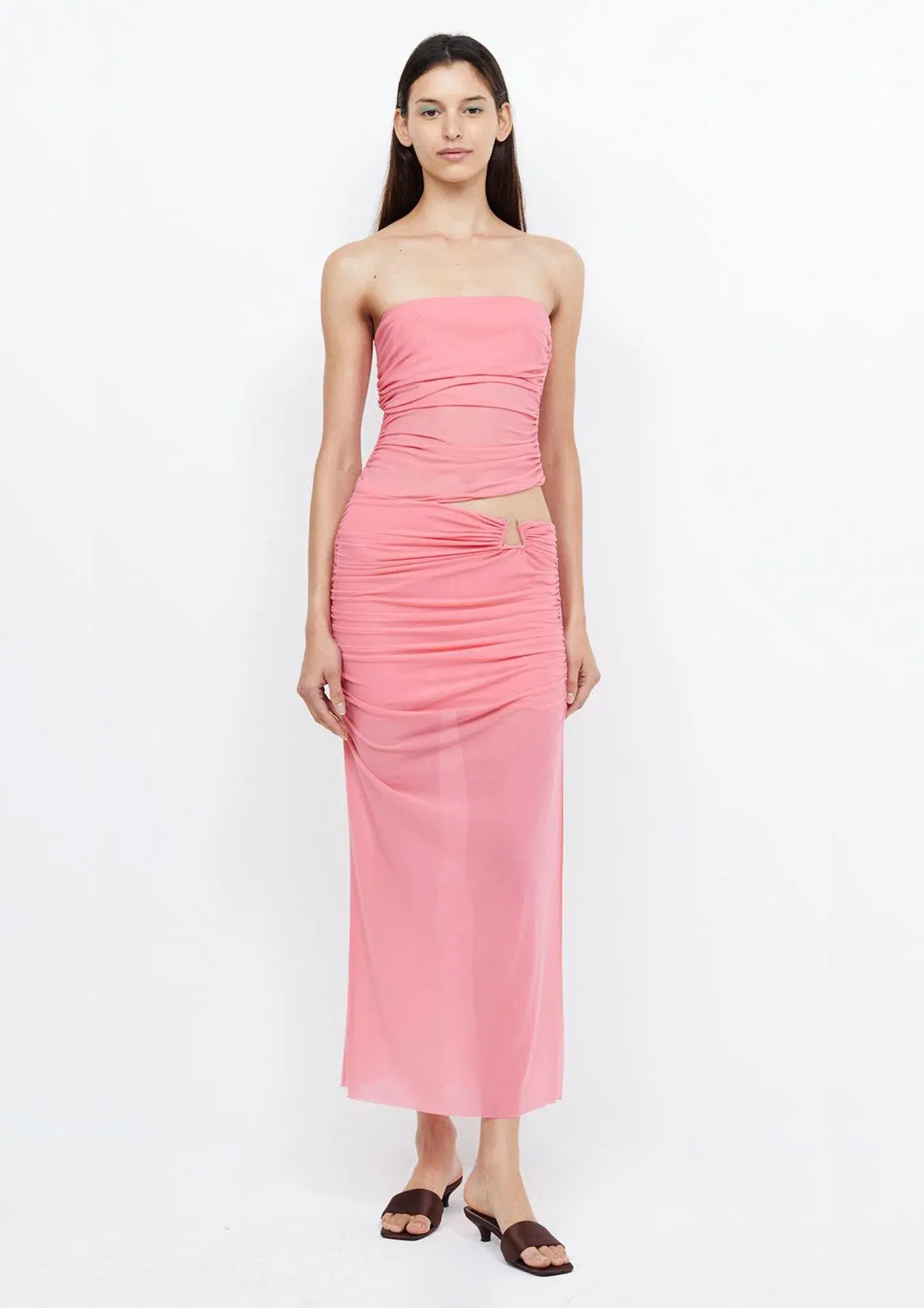 Bec & Bridge Iona Strapless Midi Dress Grapefruit Pink Size 8 - Image 1