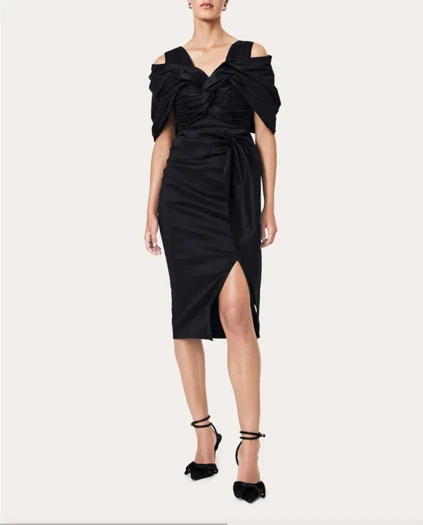 Rachel Gilbert Riccardo Midi Dress Black Size 4 / AU 14 - Image 1