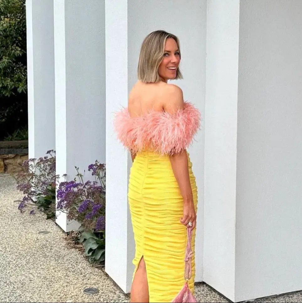 Rachel Gilbert Zion Midi Dress Lemon Yellow Size 4 / AU 14 - Image 4