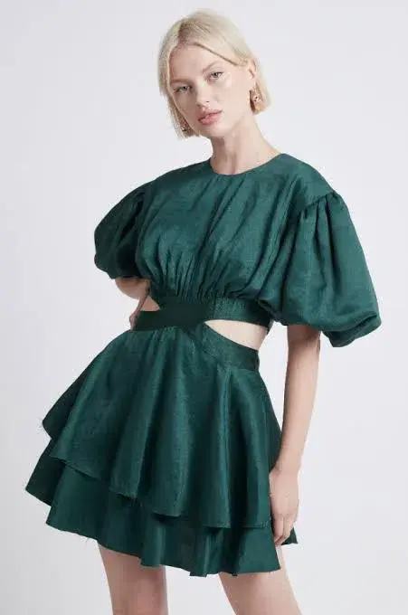 Aje Gracious Cut Out Mini Dress Green Size 8 - Image 2