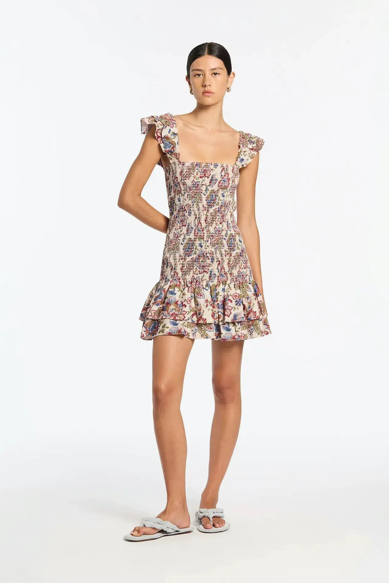 Sir The Label Bettina Shirred Linen Mini Dress Wiltshire Floral Size 0 / AU 6 - Image 1