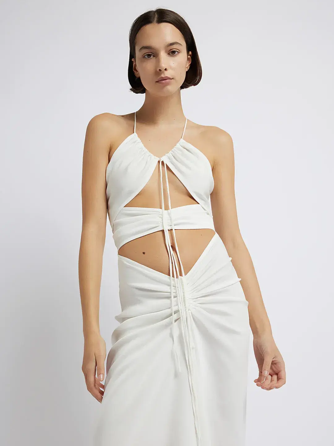 Christopher Esber Multi Panel Disconnect Ruched Halter Dress White Size 10 - Image 2