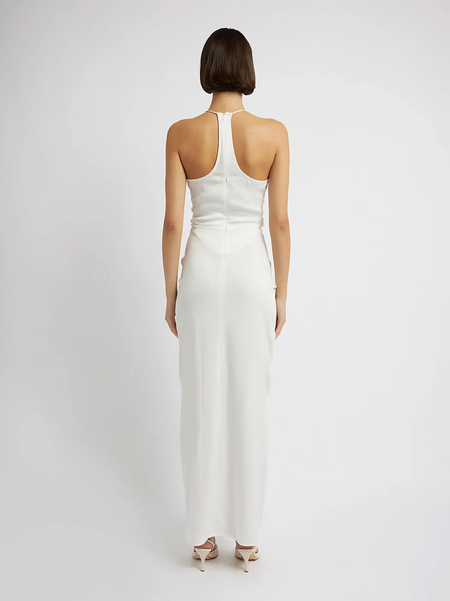 Christopher Esber Multi Panel Disconnect Ruched Halter Dress White Size 10 - Image 3