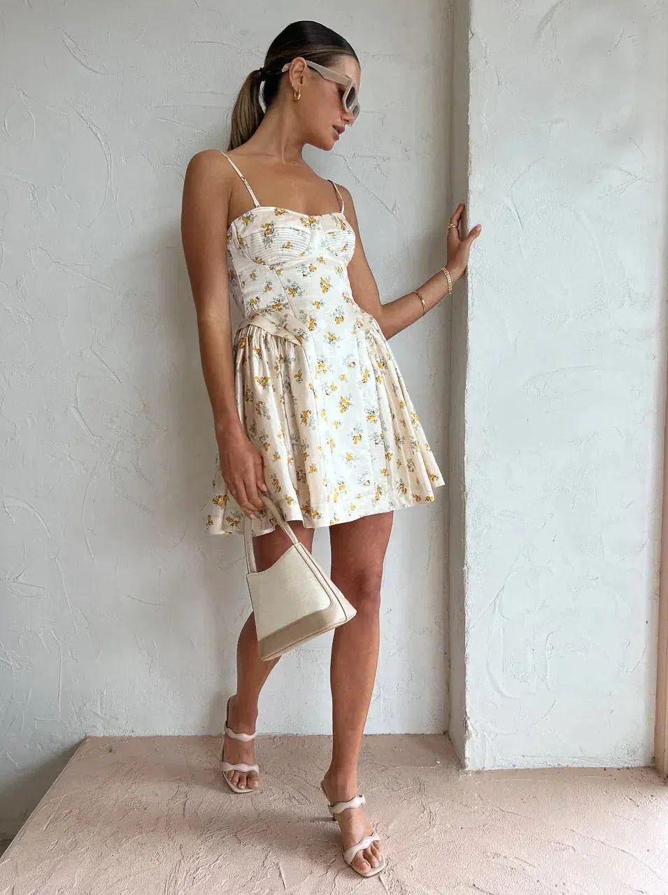 Alemais Bea Corset Floral Mini Dress in Ivory Size 8  - Image 1