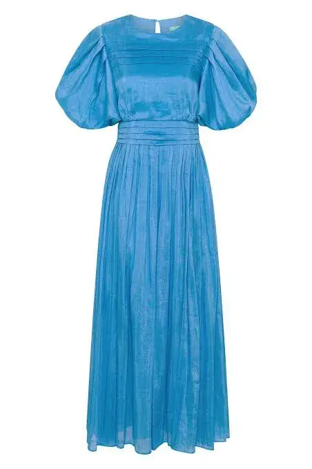 Aje Sylvia Pintuck Midi Dress Azure Blue Size 8 - Image 6