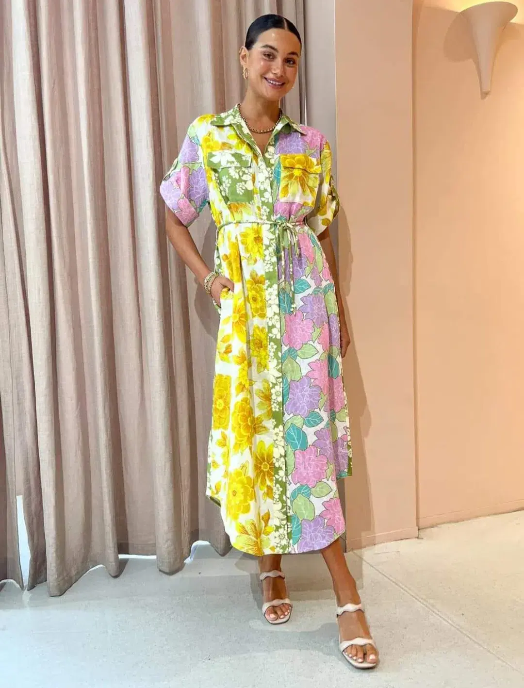 Alemais Elora Patchwork Shirtdress Floral Size 12 for rent on The Volte - main image
