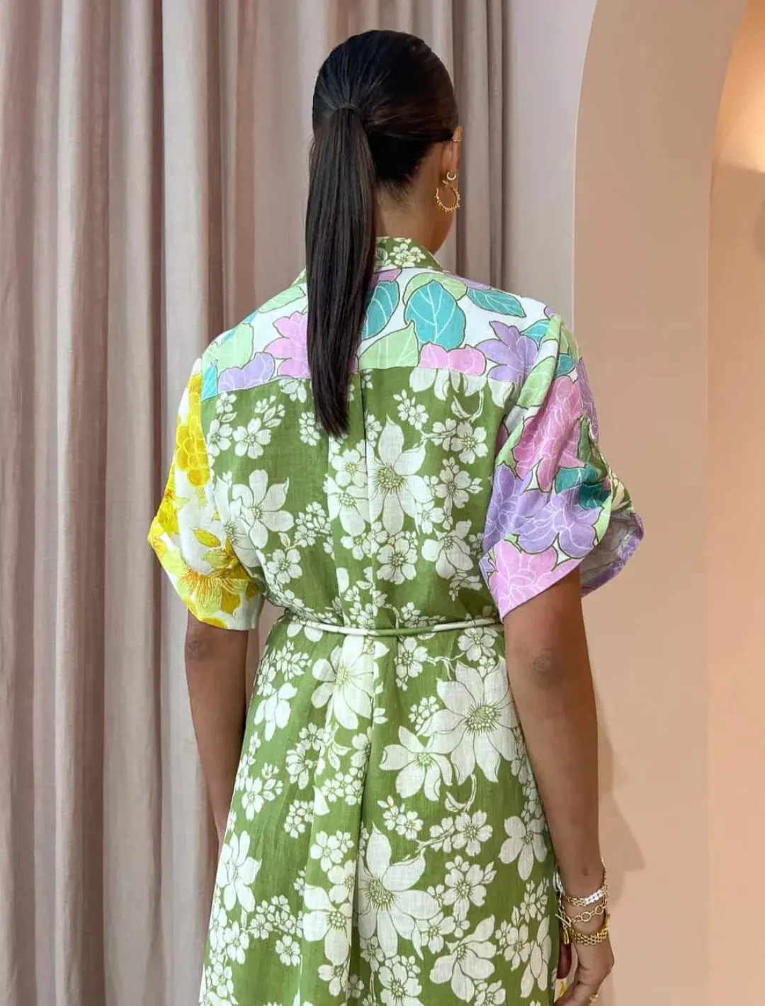 Alemais Elora Patchwork Shirtdress Floral Size 12 for rent on The Volte - main image