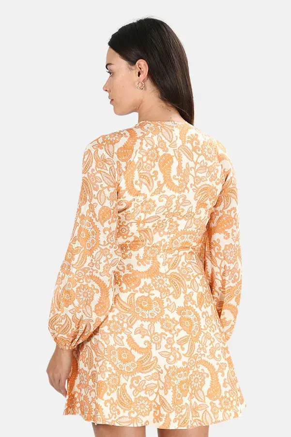 Zimmermann Peggy Scallop Short Dress Orange Paisley Size 2/ 10-12  for rent on The Volte - main image