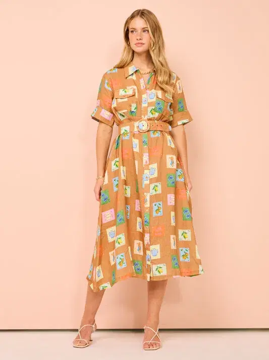 Palm Noosa Souvenir Dress in Brown Emblem Size 8  - Image 3