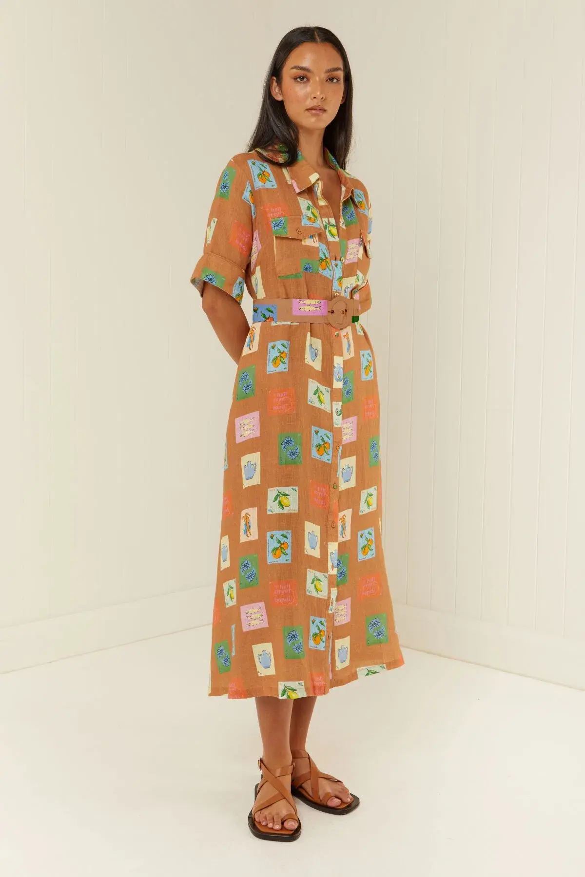Palm Noosa Souvenir Dress in Brown Emblem Size 8  - Image 1