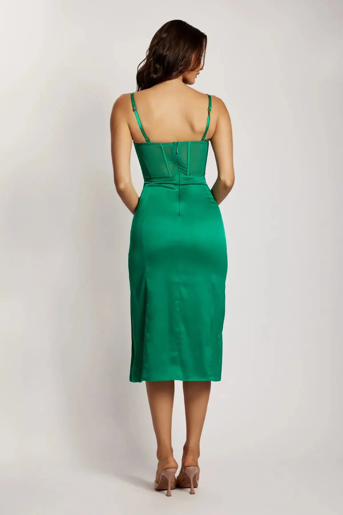 Meshki Chain Strap Side Split Corset Midi Dress Green Size XS/Au 6 - Image 2