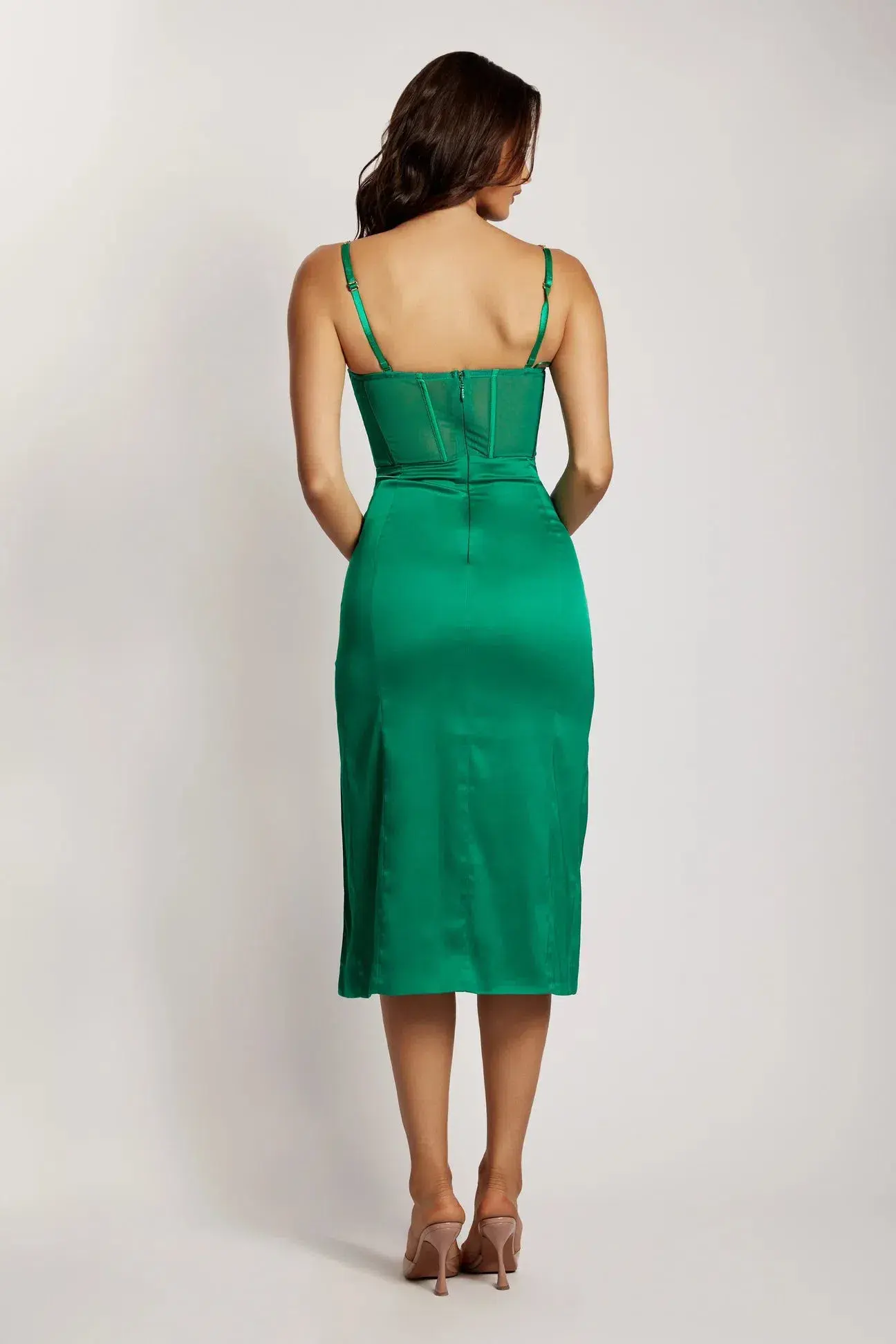 Meshki Chain Strap Side Split Corset Midi Dress Green Size XS/Au 6 - Image 2