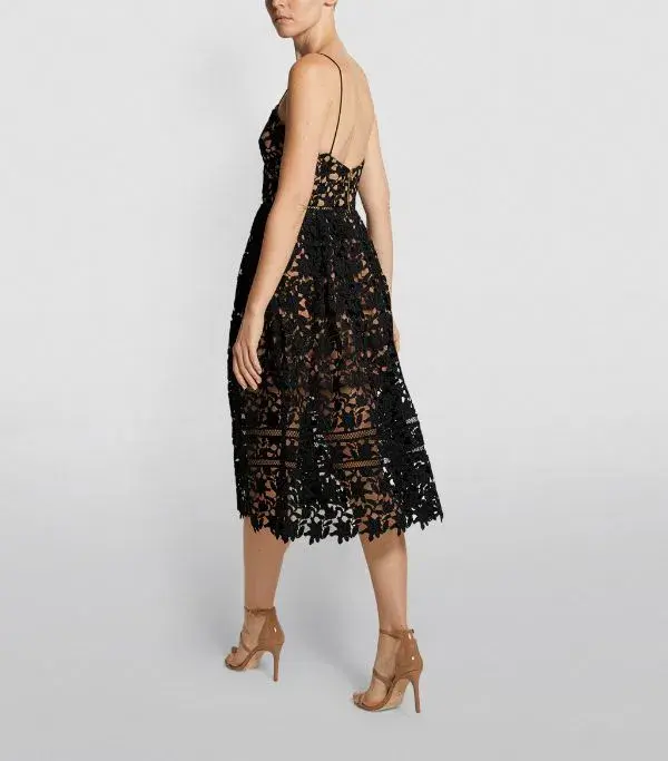 Self-Portrait Black Lace Midi Dress Black Size AU 8 - Image 3