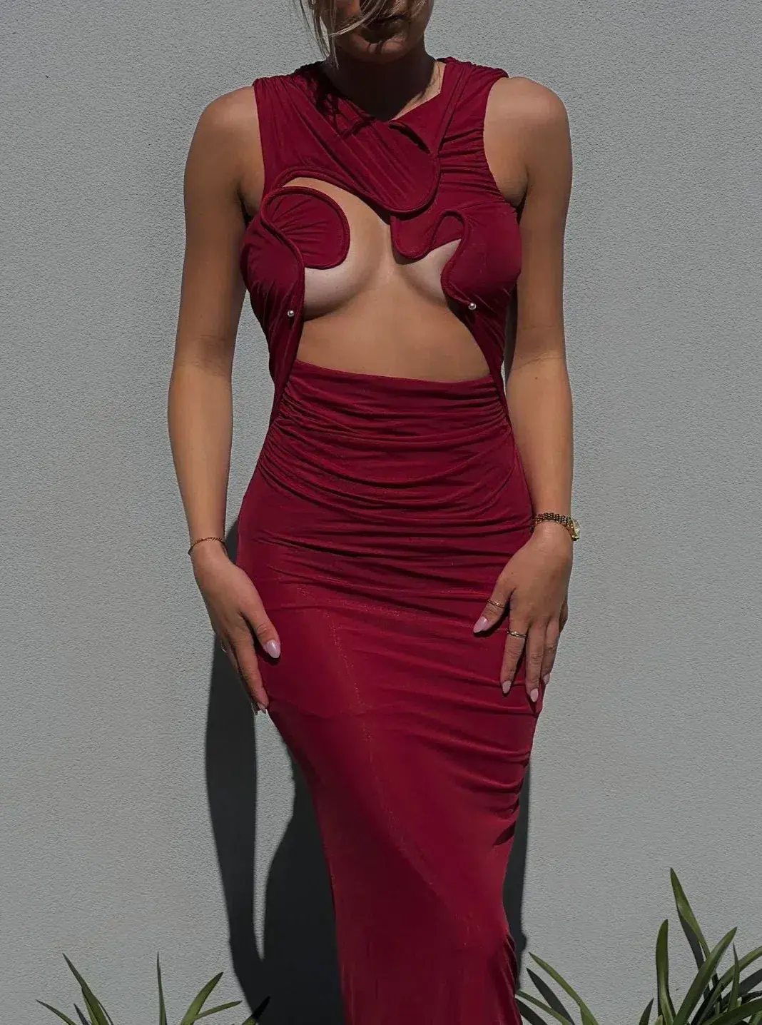 Christopher Esber Venus Dress Cherry Red Size 6 - Image 4