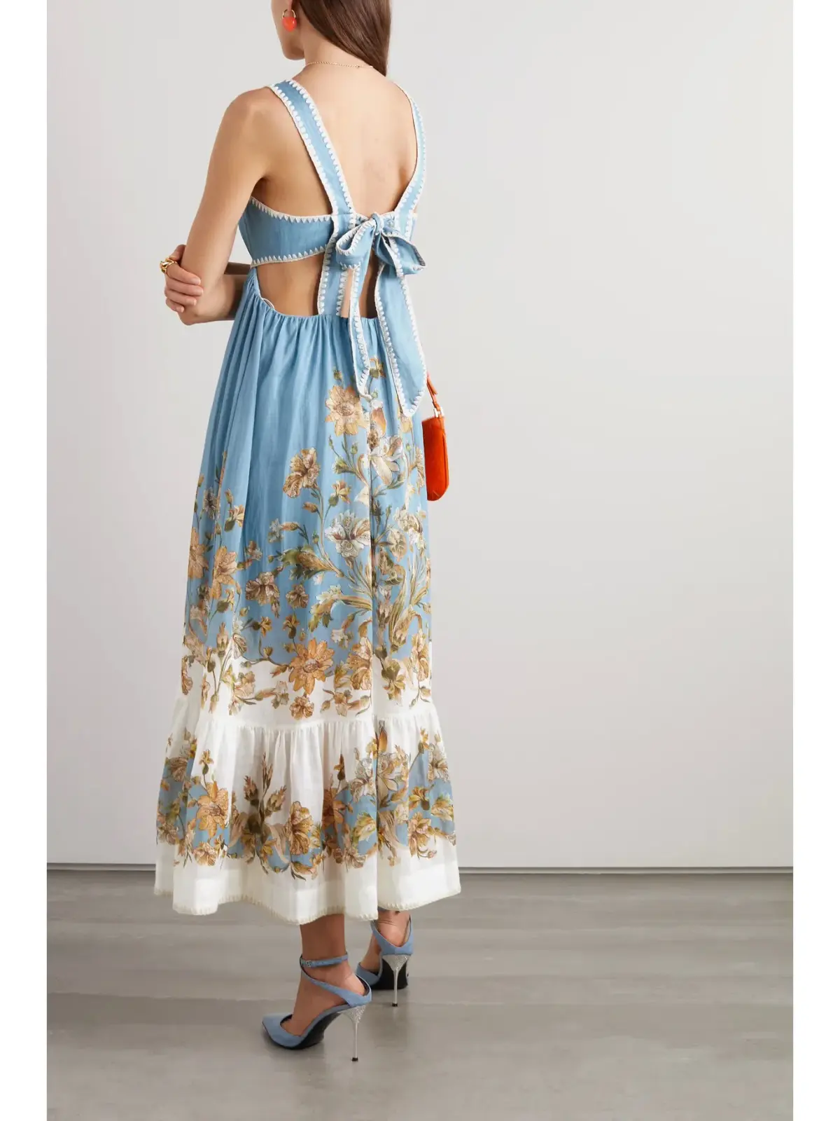 Zimmermann The Chintz Tiered Midi Dress in Blue Daisy Floral Size 1 /AU 10 - Image 2