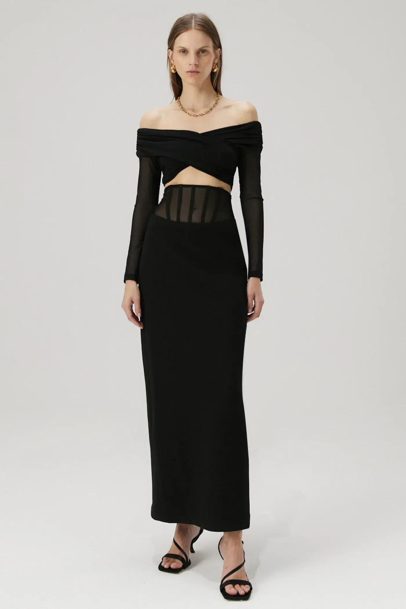 Misha Marceline Bonded Crepe Gown in Black Size 8/S - Image 3