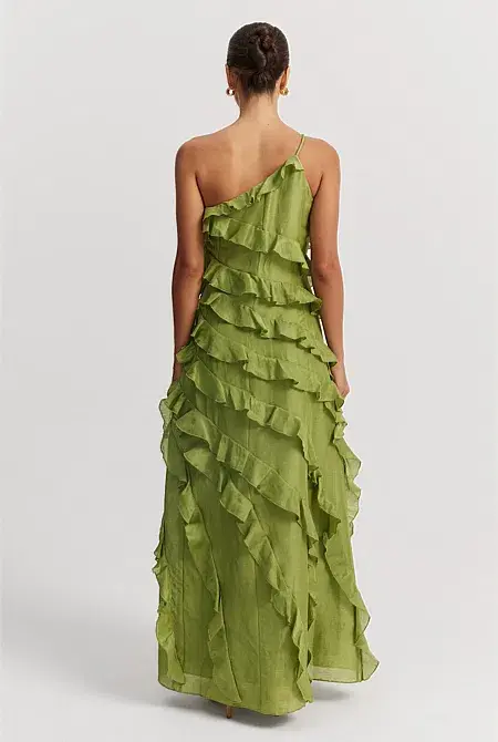 Country Road Cactus Ruffle Maxi Dress Green Size 6 - Image 3