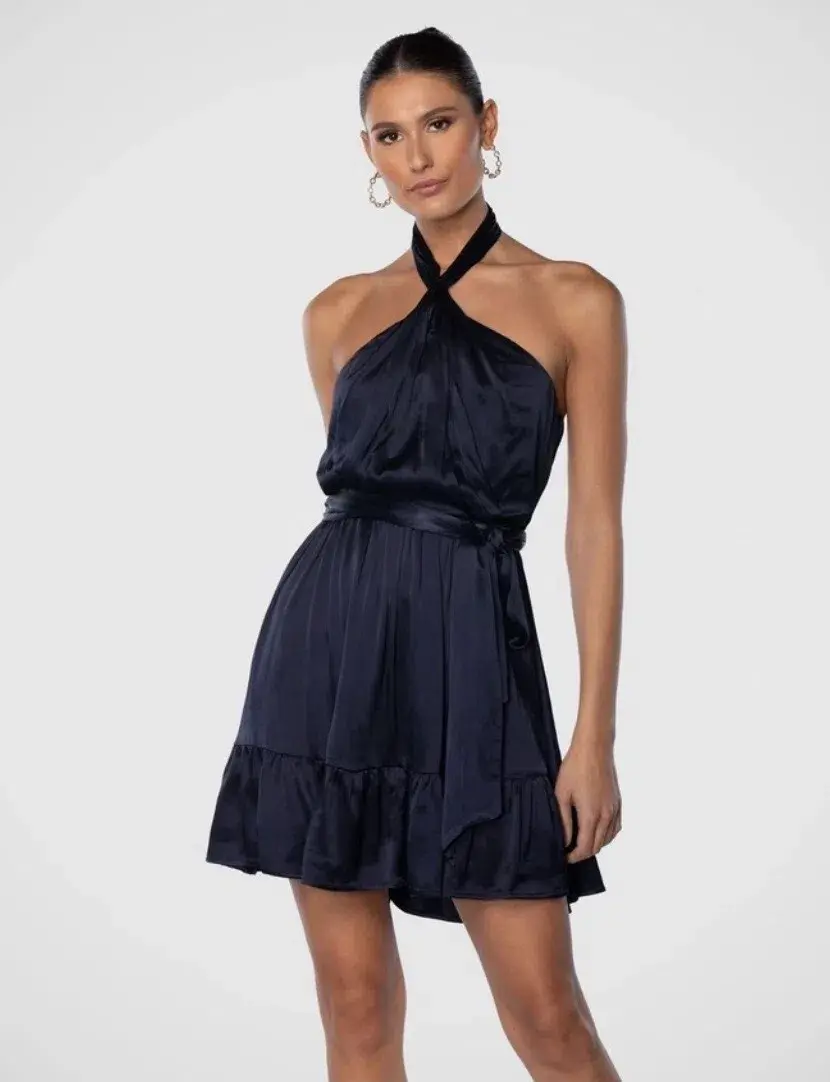 Pilgrim Alyson Mini Dress in Navy Blue Size 8 - Image 2