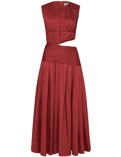 Aje Cascade Cut Out Dress Burgundy Size 8 - Image 4
