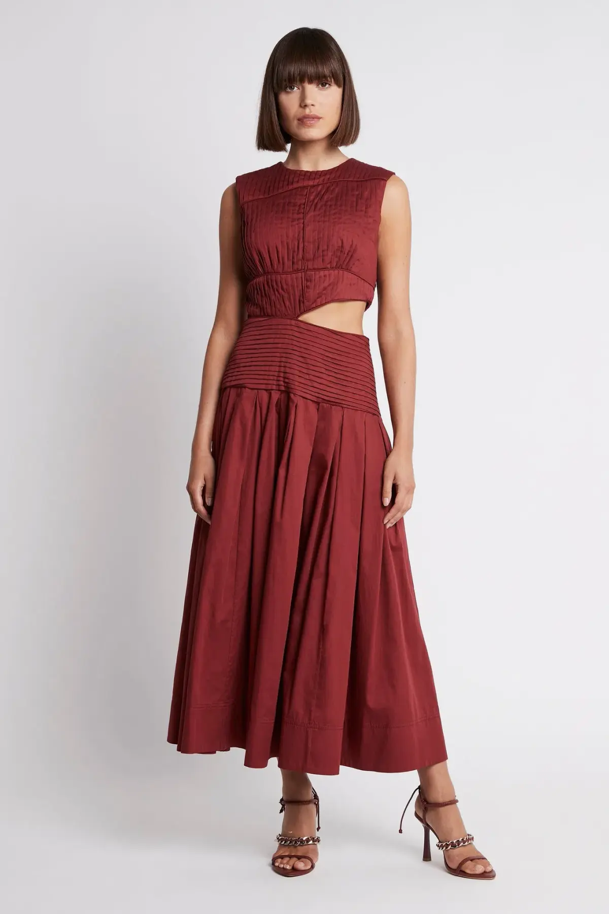 Aje Cascade Cut Out Dress Burgundy Size 8 - Image 1