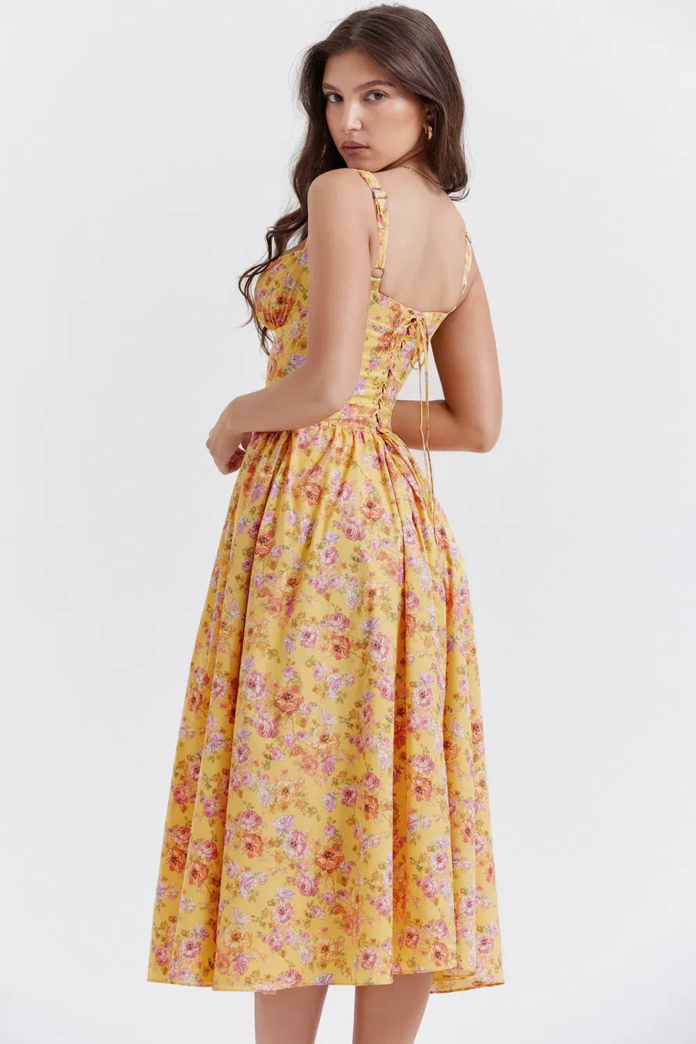 House of CB Tatiana Midi Dress Yellow Floral Size L / AU 12 - Image 8