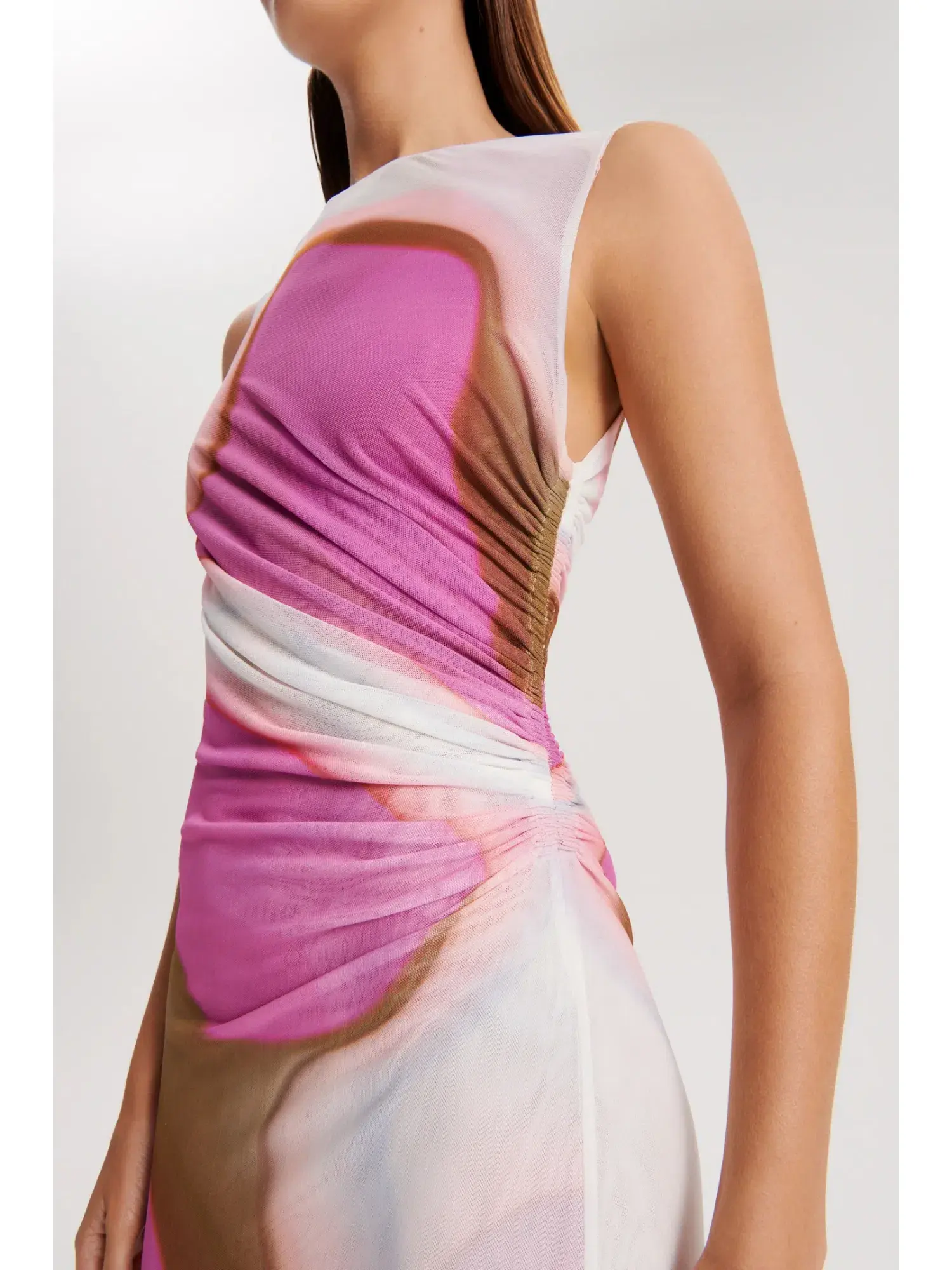 Scanlan Theodore Italian Watercolour Print Dress Pink Tan Size AU 10 - Image 4