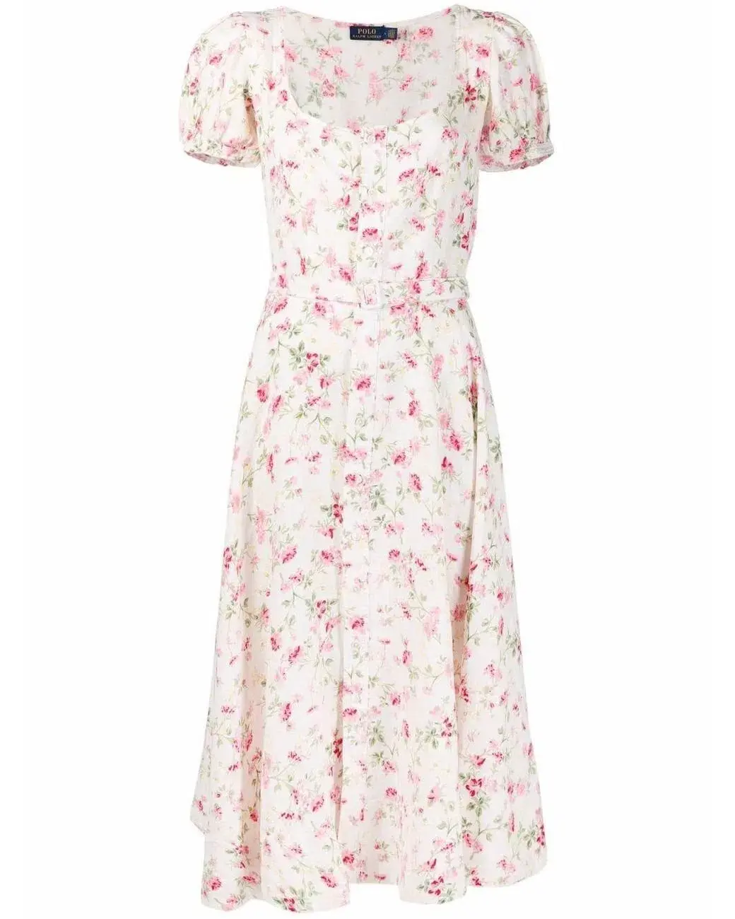 Polo Ralph Lauren Midi Dress Linen Floral Sweet Pea Garden Party Size 0/AU 4 - Image 3
