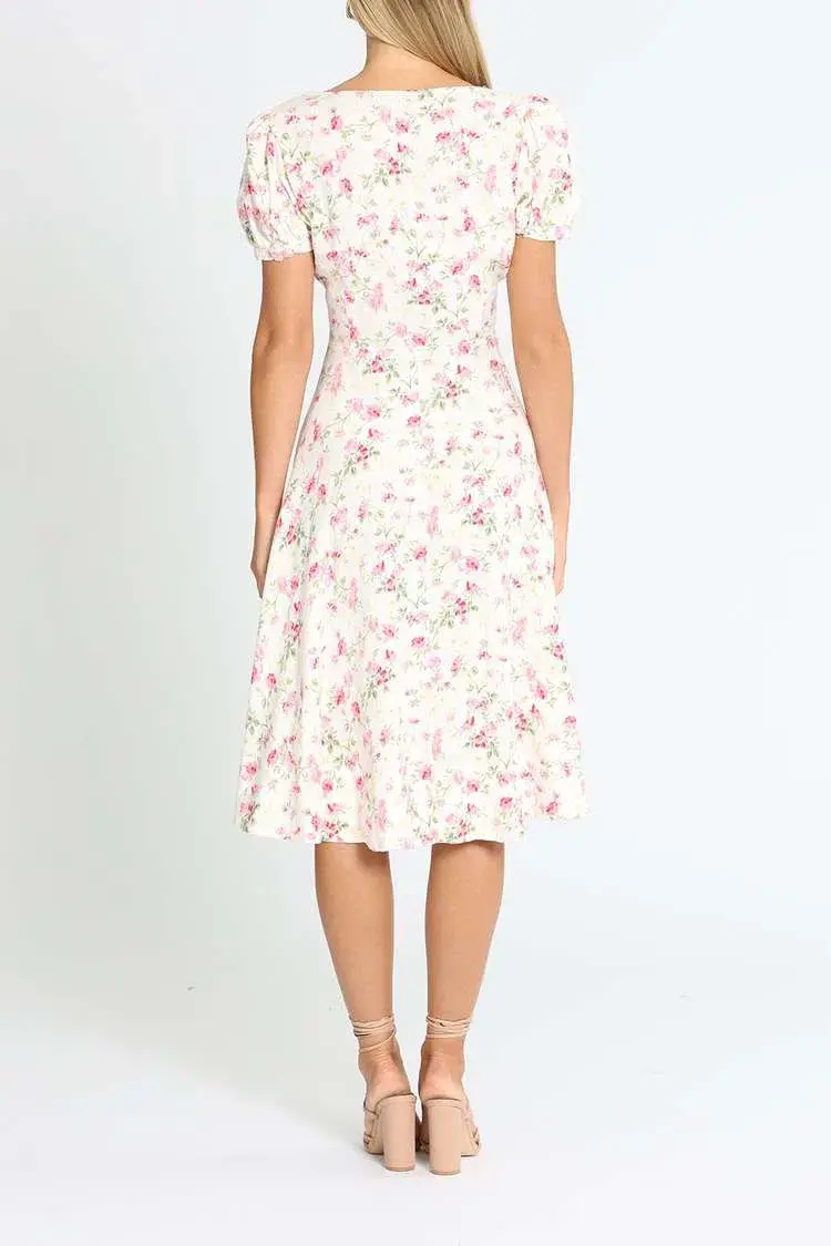 Polo Ralph Lauren Midi Dress Linen Floral Sweet Pea Garden Party Size 0/AU 4 - Image 2