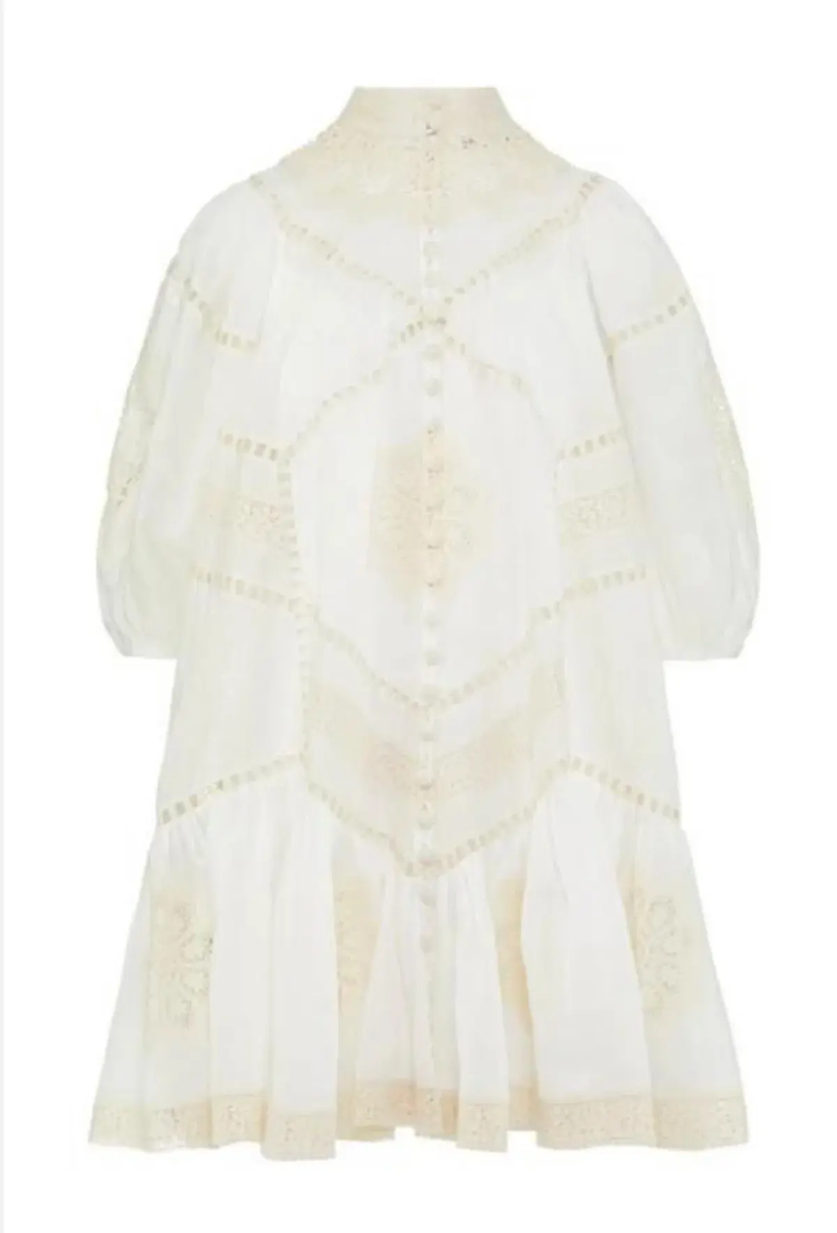 Zimmermann Jude Guipure Lace Trim Mini Dress in Cream Size 1/AU 10 - Image 3