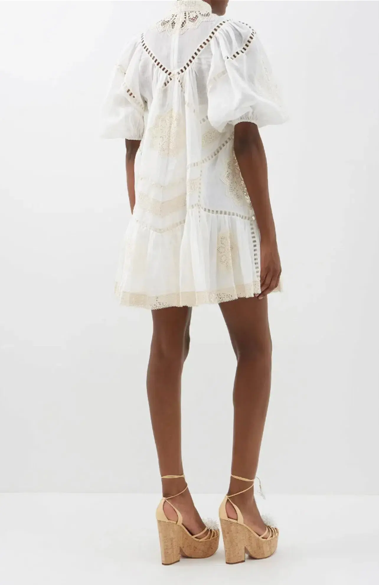 Zimmermann Jude Guipure Lace Trim Mini Dress in Cream Size 1/AU 10 - Image 2
