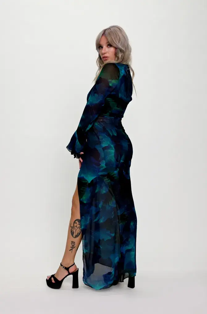 Rat & Boa Fiorella Maxi Dress Blue Multi Size S/ AU 8 - Image 2