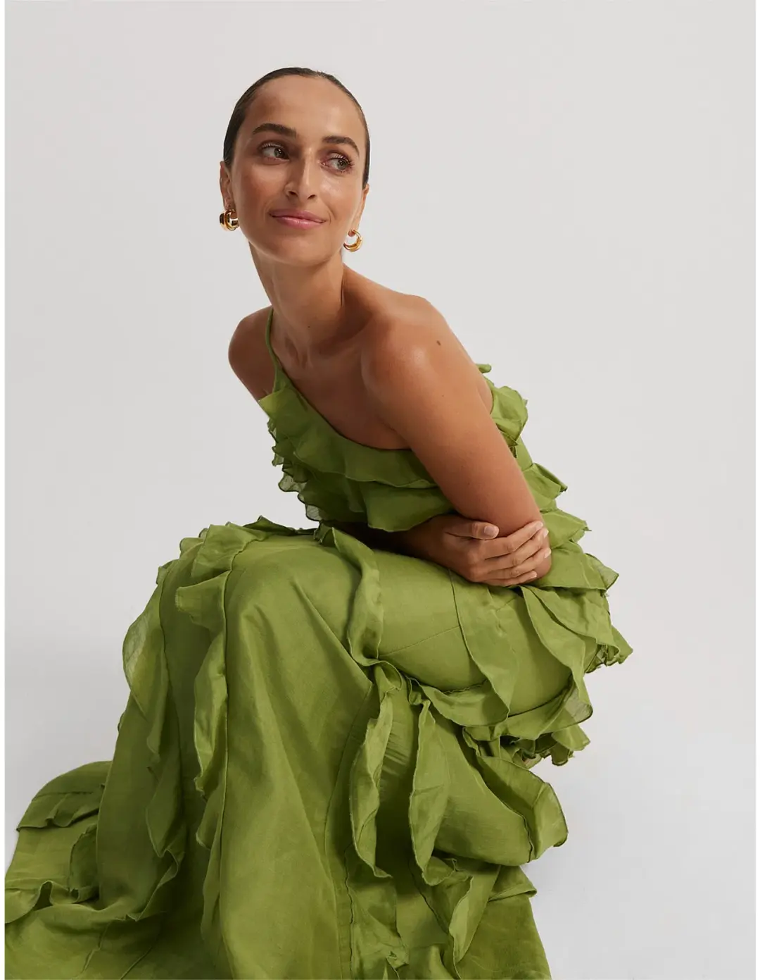 Country Road Cactus Ruffle Maxi Dress Green Size 4 for rent on The Volte - main image