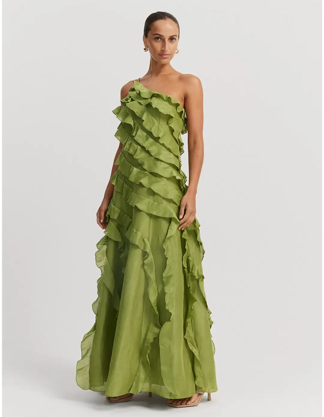 Country Road Cactus Ruffle Maxi Dress Green Size 4 for rent on The Volte - main image