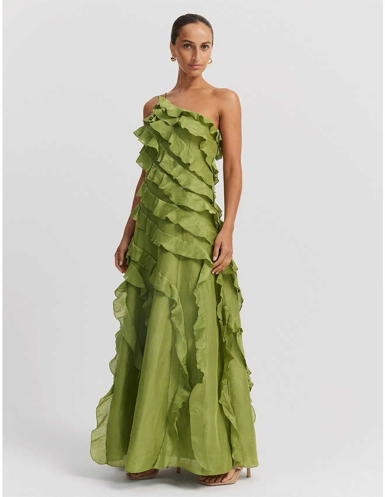 Country Road Cactus Ruffle Maxi Dress Green Size 4 - Image 1