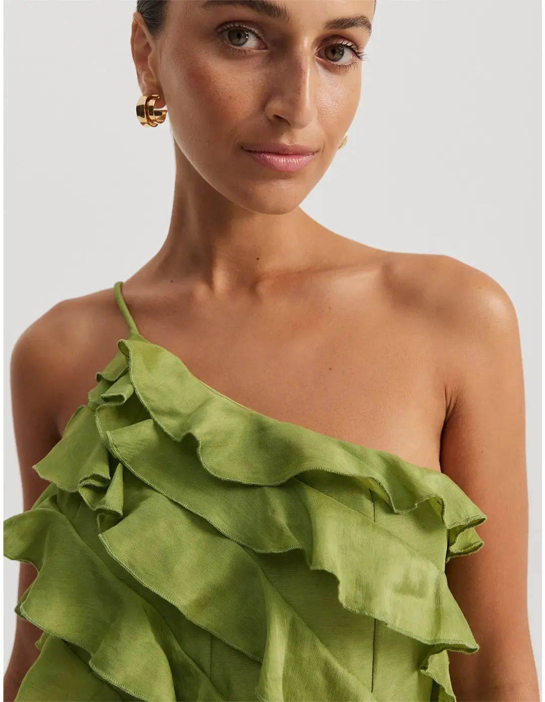 Country Road Cactus Ruffle Maxi Dress Green Size 4 for rent on The Volte - main image