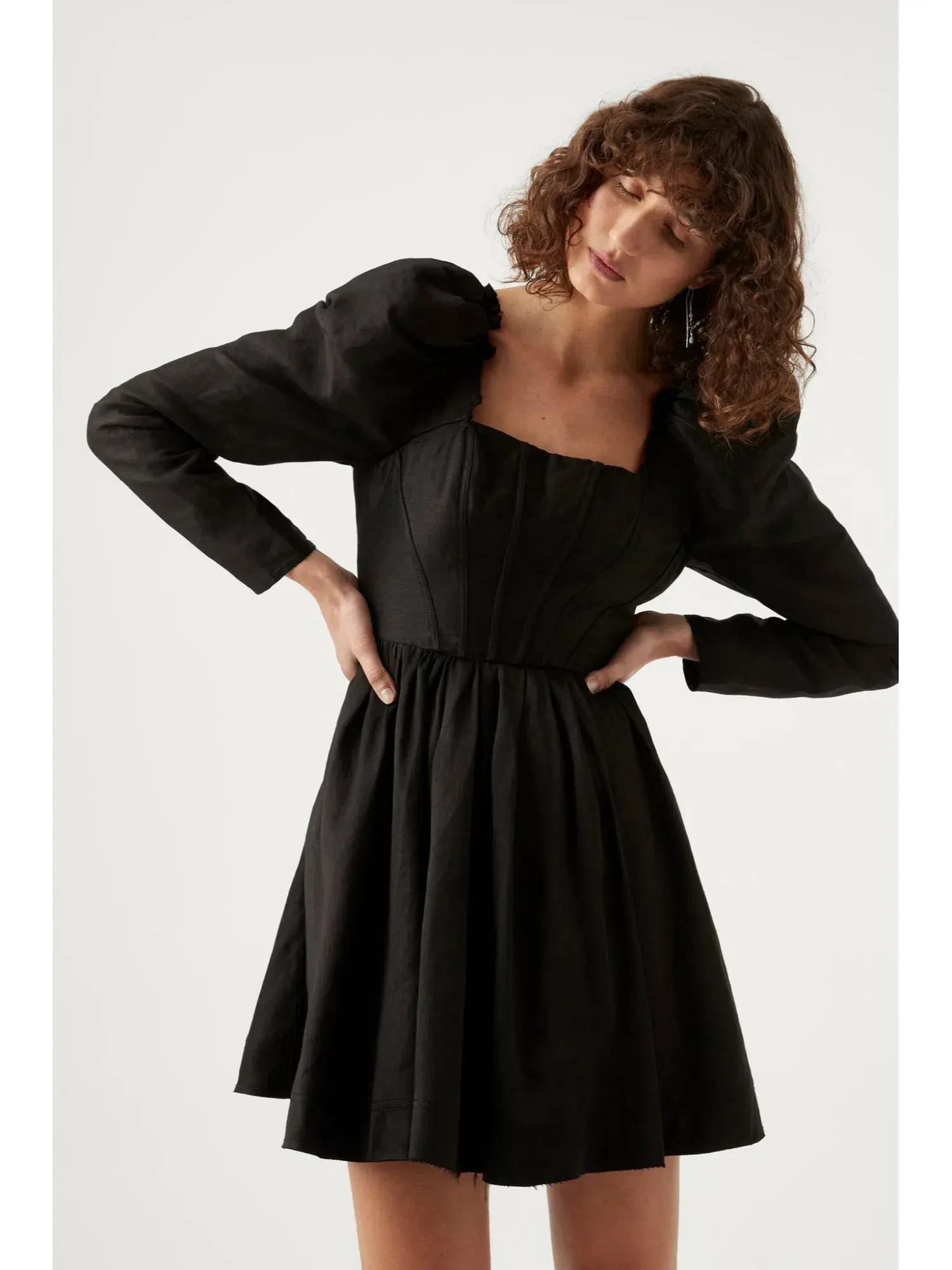 Aje Fleur Corset Long Sleeve Mini Dress in Black Size AU 8 - Image 2
