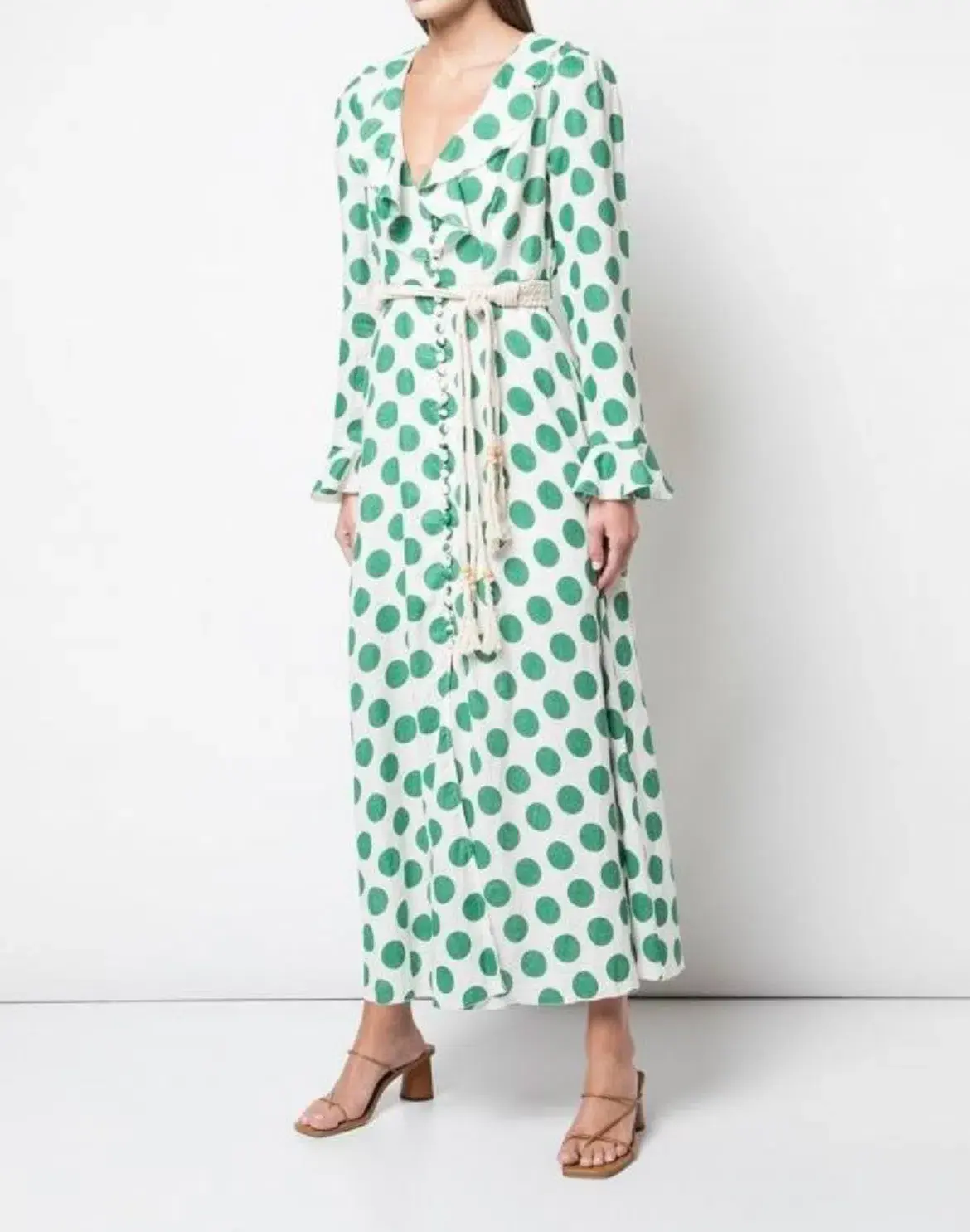 Zimmermann Amari Plunge Frill Long Dress Green Size 10 - Image 5