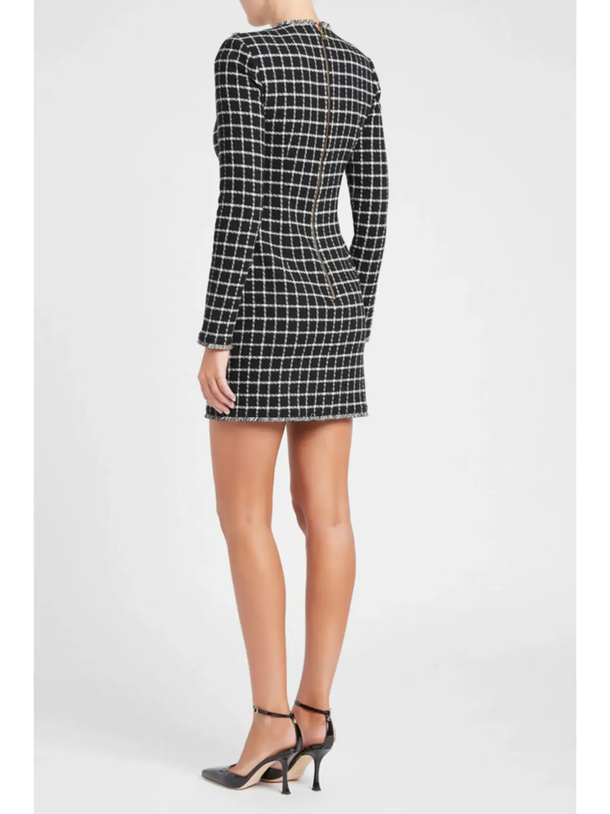Rebecca Vallance Cory Mini Dress in Black Check Size AU 14 - Image 3