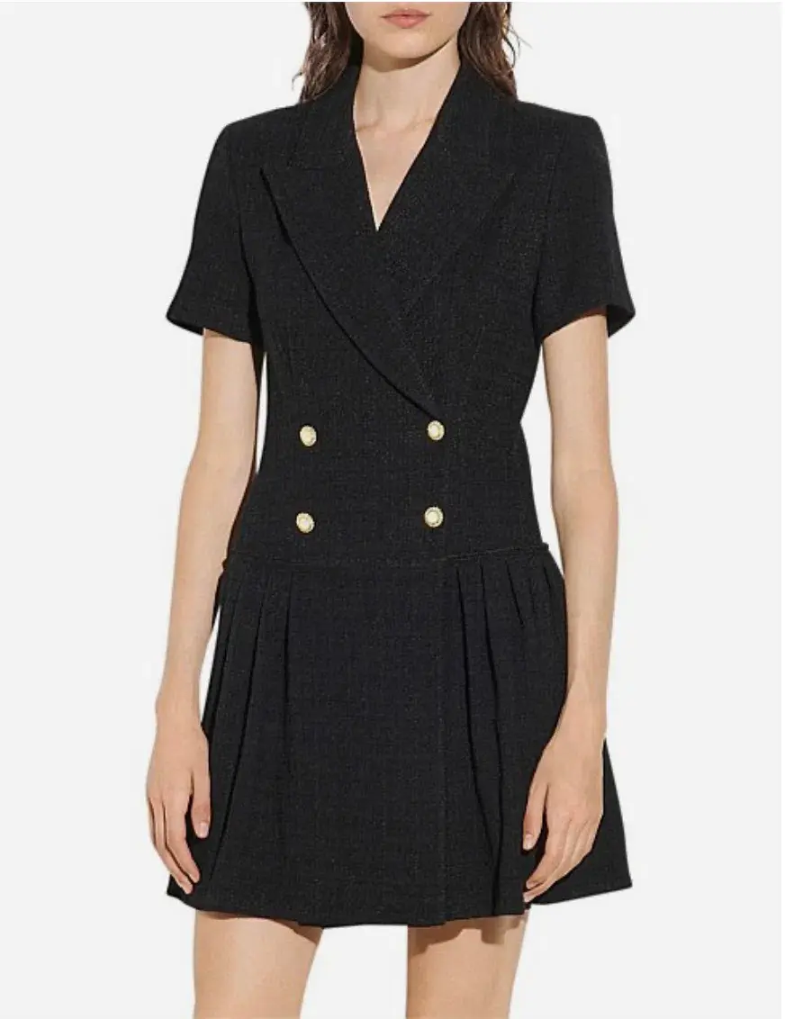 Sandro Double Breaseted Mini Dress Black Size AU 14 for rent on The Volte - main image